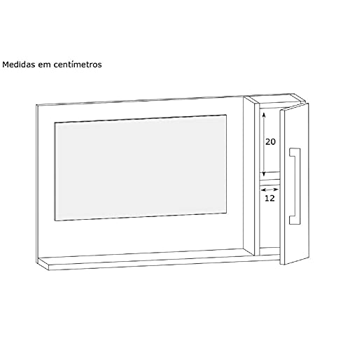 Espelheira Suspensa para Banheiro 1 Porta Berilo Estilare Preto