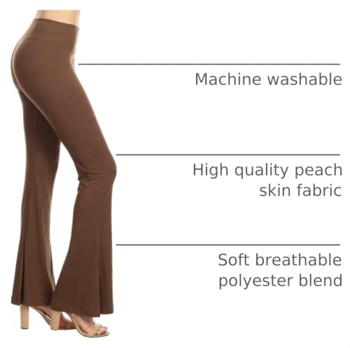 Image of Leggings Depot Women's High Waisted Wide Leg Palazzo Pants Solid & Prints | Buttery Peachskin, Drawstring, High Waist, No See-Through, Work, Lounge, Casual