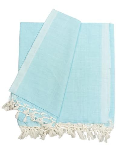 Image of Arvore Bunkaar Pure Handloom 100% Soft Desi Bamboo Viscose Soft Bhagalpuri Andi Chadar /Summer Blanket /Khes /Top Sheet /AC Blanket /Odhne wali Chadar (Blue, Plain, 1, Bhagalpuri Chadar)