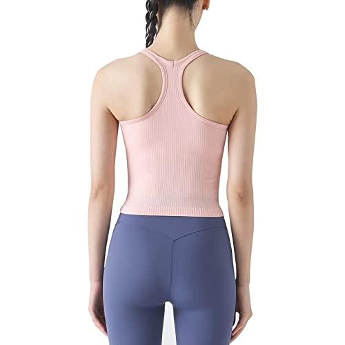 Image of sphinx cat Womens Ribbed Workout Crop Tops with Built in Bra Yoga Racerback Tank Top Slim Fit