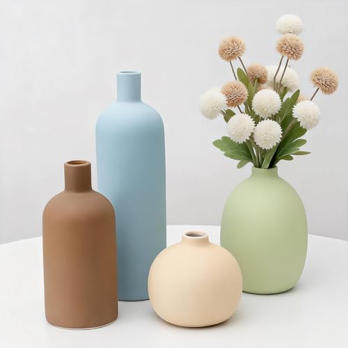 Ceramic Vase Set of 4, Modern Minimalist Colors Home Decor,