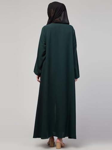 Image of Mallika Women Modest Wear Nida Matt Front Open Zipper Abaya Burkha for Everyday use (Green, 3XL)