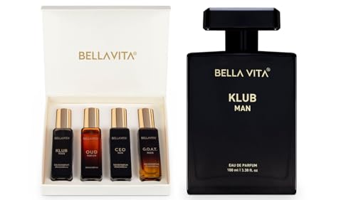 Bella Vita Luxury Men’s Premium Perfume Gift Bundle | Gift Set (4 x 0.68 fl. oz.) & KLUB Eau De...