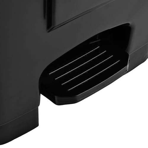 Image of 60 Liter Heavy Duty Wheel Pedal Dustbin, Biohazard Design, Black, Plastic, Cylindrical, Glossy Finish,(BLACK)