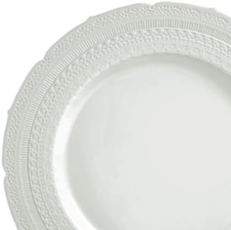 " OCCASIONS " 50 Plates Pack (25 Guests)-Extra Heavyweight Vintage Wedding Disposable/Reusable Plastic Plates -25x11'' Dinner + 25x8.25'' Salad/dessert (Chateau Collection Light Gray) - Image 3