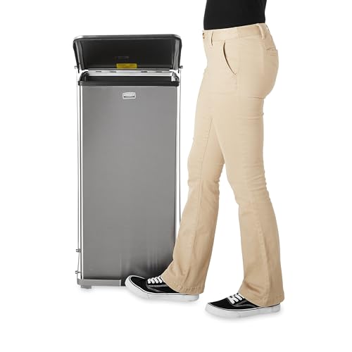 Image of Rubbermaid Commercial Products Defenders Biohazard Steel Trash Can Step-On 13 GAL Stainless Steel Hospital /Doctor's Office /Healthcare Facilities