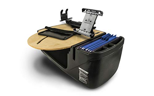 Image of AutoExec AE-RMCD-PS-TAB-11M Roadmaster Car Desk for Your Vehicle Workstation and Mobile Office, Natural with Printer Stand and Tablet Mount | Vehicle Workstation, Mobile Office, Printer Stand, Tablet Mount