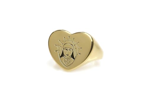 Bague Signet Nonne Chicano Or 14k : Le Bijou Cœur Idéal pour Affirmer Votre Style au Quotidien