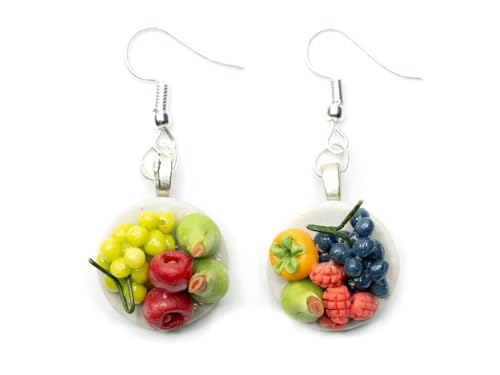Boucles d'oreilles pendantes fruits fait main en céramique argile maison de poupée 25mm