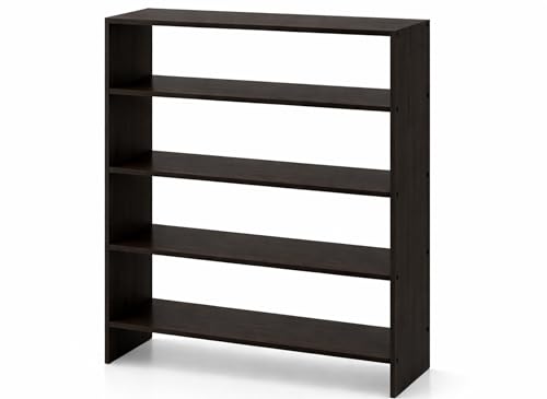Image of Enigmatic Woodworks 5 Tier Shoe Rack for Home, Engineered Wood Shoe & Slipper Organizer Stand, Space Saving Small Shoe Rack, DIY Assembly, 24 x 9.5 x 29 Inch, Wenge Finish