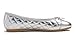 FEVERSOLE Women's Bow Tie Fashion Dress Slip On Shoes Round Toe Ballet Flat Silver Quilted Patent Toe Cap Size 9.5 M US