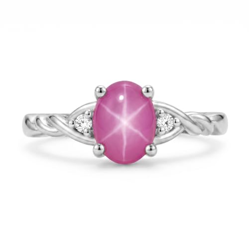 Image of Rylos Sterling Silver Classic Birthstone Ring - 7X5MM Oval Gemstone & Diamonds - Women's Jewelry, Sizes 5-10