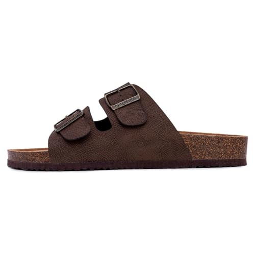 Image of Nautica Men's Sandals - Casual Slides with 2 Adjustable Buckle Straps and Cork Footbed for Ultimate Comfort and Style (Regular /Wide Width, Big Size)