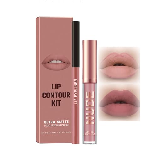 Waterproof Matte Lipstick & Gloss Kit – Long Lasting Smudge-Proof Liquid Lip Stain, Highly Pigmented Lip Makeup with Hydrating Finish, Beauty Gift Set, Ideal for Party Looks (01#Rosewood)