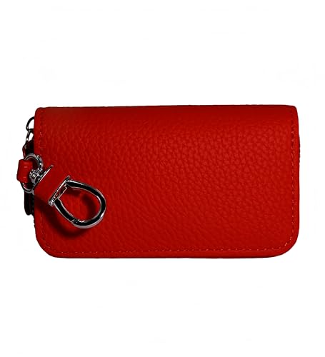 Jinweixb Multi functional fashionable key bag with sturdy buckle anti-theft zipper, car key bag, 4.47 x 2.75 inches, red