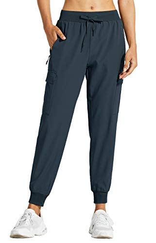Libin Damen Cargohose Jogginghose Leichter Trekkinghose Wanderhose Schnelltrocken Wasserdicht Outdoorhose Sportlich Freizeit Reise, Marineblau, M