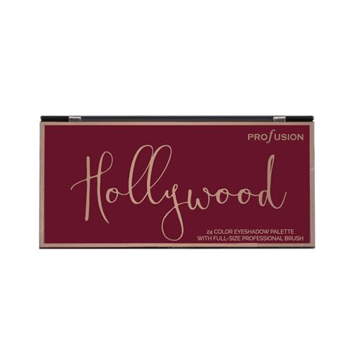Profusion Cosmetics Hollywood 24 Shade Eyeshadow Palette, Richly Pigmented Shades to Achieve Bold Eye Catching Looks with A Professional Brush