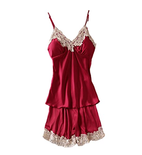 Ensemble 5 pièces peignoir rayonne satinée Bordeaux M vêtement de nuit