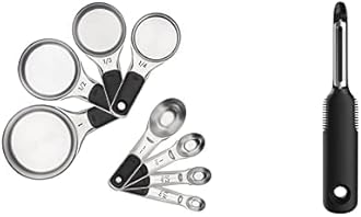 OXO Good Grips Stainless Steel Measuring Cup and Spoon Set + Swivel Vegetable Peeler