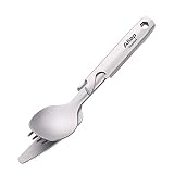 ATiAP Titanium Fork Spoon Bottle Opener, 4 Pieces Tableware Set Utility Cutlery Set for Camping Trav