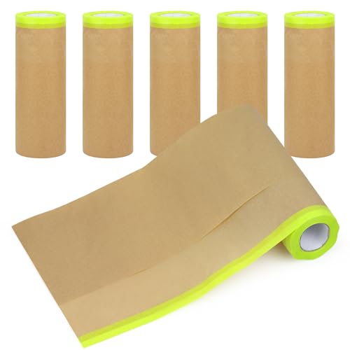 Papier de masquage autocollant 45cm x 15m pour protection de peinture, lot de 6 rouleaux
