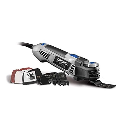 Dremel MM50-01 Multi-Max Oscillating DIY Holiday Tool Kit with Tool-LESS Accessory Change- 5 Amp- Multi Tool with 30 Accessories- Compact Head & Angled Body- Drywall, Nails, Remove Grout & Sanding (Re