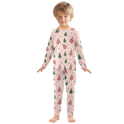 Pajama Sets Long Sleeve Watermelon Color Christmas Tree Soft Comfy Sleepwear 2 Piece PJS 3-8T2