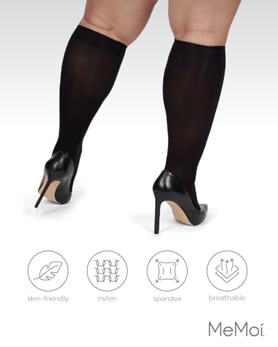 Image of MeMoi 2 Pack Opaque Knee Highs for Women, Microfiber Knee High Socks, Comfortable Knee High Stockings - Sizes 1X-4X