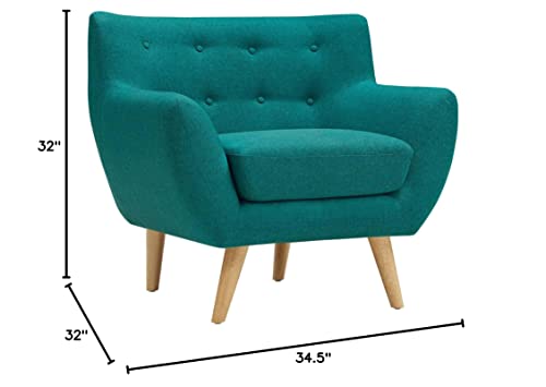 Modway Remark Mid-Century Modern Accent Arm Lounge Chair With Upholstered Fabric In Teal #TOP6