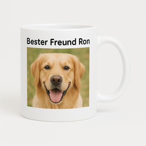 Personalisierte Tasse mit mit Ihrem Haustierfoto und Text – Geschenk mit Bild, Hunde Tasse Personalisiert mit Foto, Katze Personalisierte Keramik Tasse mit Foto, Kaffeebecher mit Foto - 330 ml