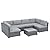 Patiorama 7 Pieces Outdoor Patio Furniture Set, All Weather Grey PE Wicker Rattan Sectional Conversation Set, Porch Garden W/Built-in Glass Table, Seat Clips, Light Grey Cushions