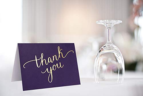 100 Thank You Cards Bulk, Thank You Notes, Aubergine Purple Gold Professional Blank Note Cards with Envelopes, Small Business, Wedding, Gift Cards, Christmas, Graduation, Baby Shower, Funeral, 4x6 Photo Size