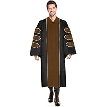 Unisex Deluxe Doctoral Graduation Gown, Doctoral Regalia Gown with Gold Piping