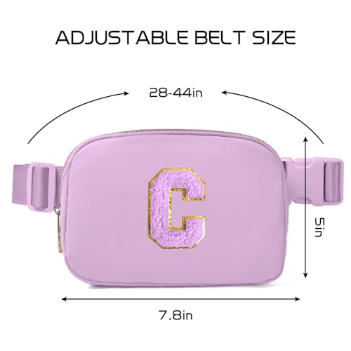 Image of Gitus Gifts for 8 9 10 11 12 Year Old Girls Belt Bag Fanny Pack Crossbody Bags with Initial Letter Patch Cute Stuff Birthday Gifts for Teen Girls Women Personalized Trend Stuff (Lavender-C)