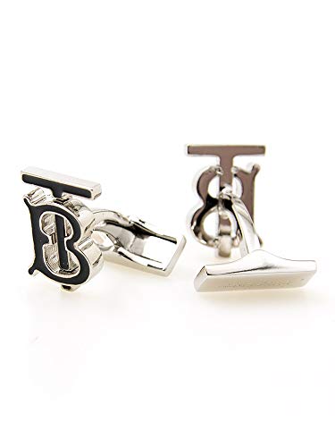 [バーバリー] BURBERRY メンズ カフス シルバー×ブラック TB CUFFLINK 80131651 TBQ:110841 A1189 PALLADIO/BLACK [並行輸入品]
