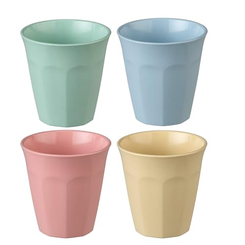 Koziol NORA CUP Becher Trinkbecher Kaffeebecher | bruchfest, stapelbar, spülmaschinengeeignet, melaminfrei | Camping, Picknick, Party (4, sweet blue/green/pink/yellow, S 150 ml)