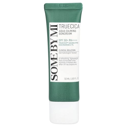 SOME BY MI Truecica Aqua Calming Sun Cream / SPF50+ PA++++ / 1.69Oz 50ml / Brightening and Calming Effect/Mild Sun and UV Protection Sunscreen for Sensitive Skin Korean SkinCare