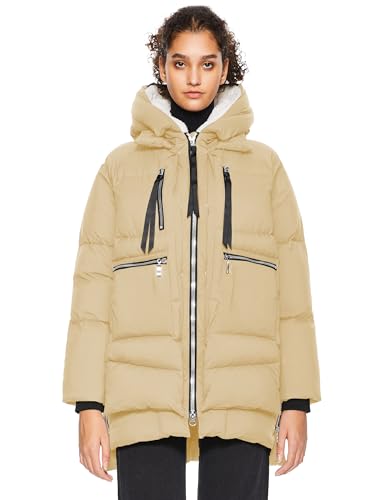 Orolay Women's Winter Puffer Jacket - Fleece Lined Hooded Down Coat Casual Overcoat with Pockets