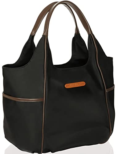 BLUE SINCERE トートバッグ レディース 大容量 超軽量 撥水 肩がけ ワンショルダー マザーズバッグ 本革 × ナイロン素材 7ポケット パイピングデザイン / LT1