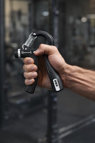Image of Professional Hand Grip Strengthener with Counter, Adjustable Resistance 5 to 60kg, Grip Strength Trainer for Muscle Building, Forearm Exerciser Adjustable Hand Grip with Counter (Z - Black)