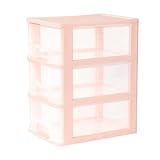 Gonice Small 3 Drawer Storage Organizer, Pink Plastic Drawer Storage, Small Desktop Organizer for Home, Office