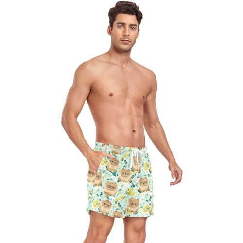 Lovely Pomeranian Flowers Men's Swim Trunks with Liner Quick Dry Beach Shorts Swimwear Bathing Suit S-XXL4