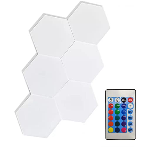 Luminaria Hexagonal RGB Controle 6 unidades Led Colorido Decora&ccedil;ao Sala Casa Quartos
