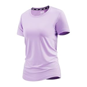 MIER Women’s Running Athletic Shirts Dry Fit Active T-Shirt Tops Short Sleeve Soft Crew Neck Gym Workout Exercise Tees