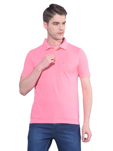 Image of Dollar Men's Pack of 1 Solid Cotton Blend Polo Neck T-Shirt