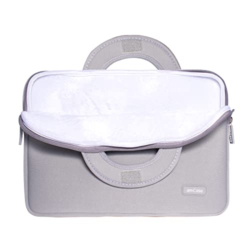 Image of amCase Chromebook Case /Carry Sleeve with Handle-Black (11.6-12 inch, Grey)