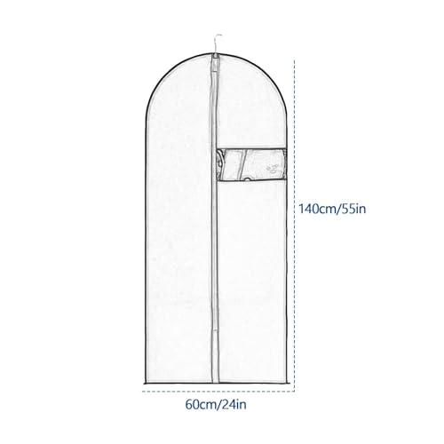 5 Pcs Garment Bags for Hanging Clothes, Suit Bags Clothes Dust Covers, Closet Cover with Clear Window for Coats, Jackets, Shirts(Natural,60x140cm)2