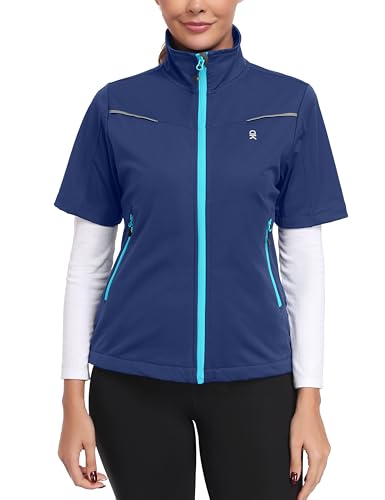 Little Donkey Andy Women's Short Sleeve Jacket Windproof Lightweight Vest for Golf Hiking Running Blue M