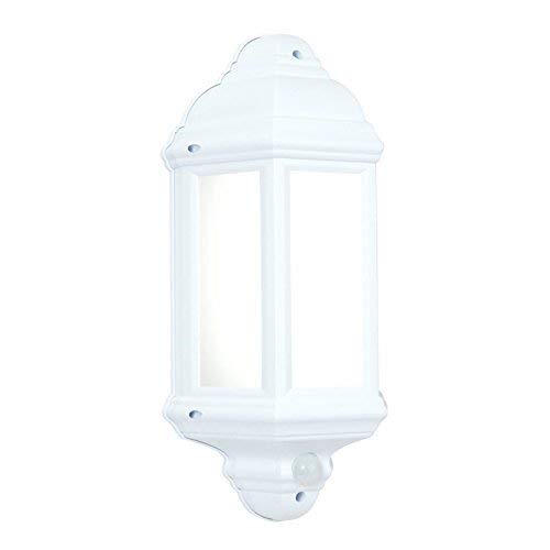 Saxby Halbury 7W White Outdoor Garden Security PIR Motion Sensor IP44 Lantern LED Wall Light