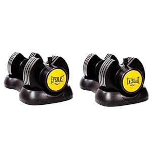 Pair of 12.5kg Adjustable Dumbbells 5 in 1 Quick Dial Home Gym Exercise Fitness (2.5kg-12.5kg in 2.5kg Increments) (Black and Yellow, 2 x 12.5Kg Dumbbell)